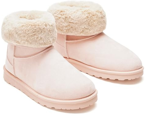 GLAMORA Botas de invierno para mujer con forro de pelo cálido, suela antideslizante y diseño térmico cómodo, estilo urbano moderno ideal para trabajo, caminar o uso diario