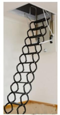 bodentreppe Elektrische Teleskopleiter, herunterziehbare Deckenleiter mit Handläufen, Material aus Manganstahl, Tragkraft 300 kg dachbodenleiter(Svart,70/120cm)