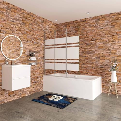 Aica Sanitär Badewannenaufsatz Badewannenfaltwand 130x140cm Duschabtrennung Duschwand 6mm Nano Glas Dusche 3tlg Faltwand
