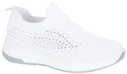 Urban Jacks Ladies Casual Comfort Summer Breathable Lightweight Flexible Slip-On Sock Rainbow Trainer Shoe Sizes 4-8 (White 2, UK Footwear Size System, Adult, Women, Numeric, Medium, 6)