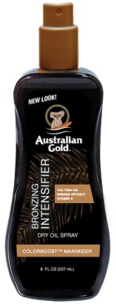Australian Gold Intensifier Dry Acelerador del Bronceado, Sin crueldad animal, tono de piel medio, 237 Ml