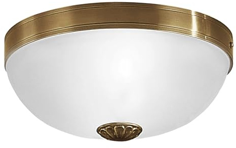 EGLO Deckenlampe Imperial, 2 flammige Deckenleuchte Vintage, Rustikal, Wohnzimmerlampe aus brüniertem Metallguss und satiniertem Glas in Weiß, Küchenlampe, Flurlampe Decke mit E27 Fassung