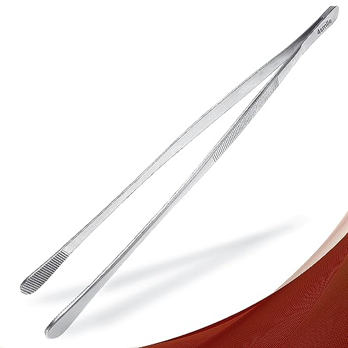 4smile Kochpinzette, 2 Stück Set - Kochpinzette Edelstahl, 30 cm lang, Pinzette Küche - Grillpinzette rund zum Kochen und Braten + Küchenpinzette spitz zum Dekorieren