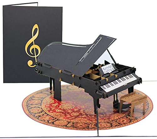 PopLife Grand piano pop up-kort för alla tillfällen – grattis på födelsedagen, examen, gratulationer, pensionering, fars dag – musiker, lärare och studenter, musikälskare – veck platt för postning
