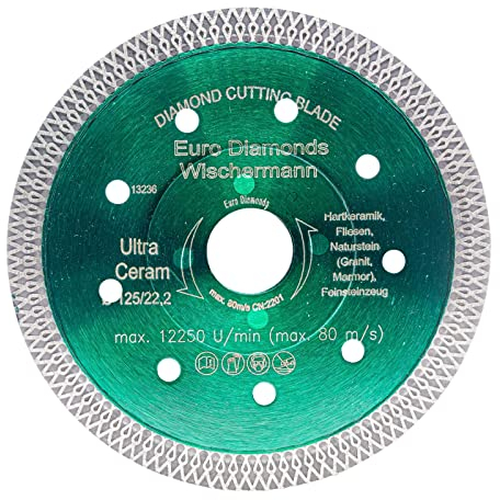 Profi Diamant-Trennscheibe Keramik Super Ultra von EDW 125 mm H 22,2mm Fliesenscheibe extra dünn Trennen und Schneiden von Fliesen Keramik Feinsteinzeug Naturstein Granit Marmor