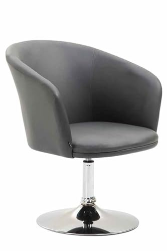 CLP Lounger Arcade Mit Hochwertigem Kunstlederbezug I Drehbarer Sessel I Lehnstuhl Mit Trompetenfuß, Farbe:grau