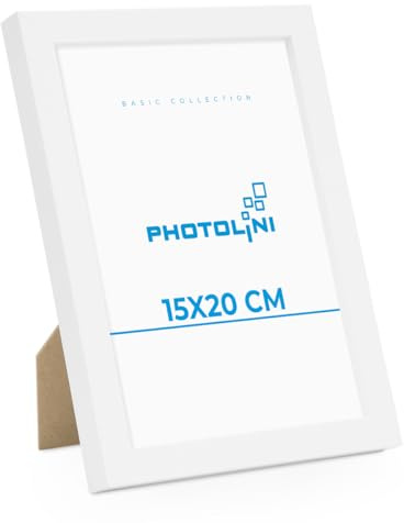 PHOTOLINI Bilderrahmen 15x20 Weiß Holz MDF, Poster Bilderrahmen 20x15, Picture Frame mit Acrylglas, Fotorahmen 15x20 zum Aufhängen & Aufstellen, Rahmen 15 x 20 cm für Fotos & Poster