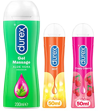 Durex Gels Gleitgel – Aloe Vera & 2 Gel Freude für Sie und Ihn (Massage Aloe Vera & Cherry & Hot)