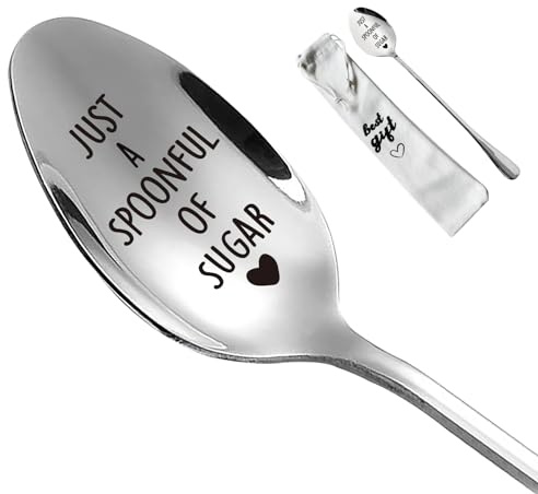Just a Spoonful of Sugar Stainless Steel Spoon, Dessert Cake Spoon, Gifts for Women, Men, Birthday Christmas Thanksgiving Graduation Housewarming Gifts