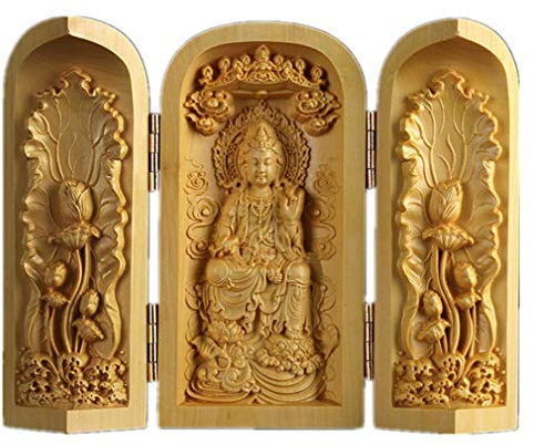 Ulalaza Estatua de Buda de boj, Tallas de Madera Maciza, Caja de casillero Tallada, decoración de Escultura