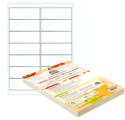 Dubbel drake, A4 självhäftande adressetiketter klistermärkes papper, 14 etikett per ark, 100 ark, 99,1 x 38,1 mm, 1 400 etiketter. för lasertryck, bläckstråletryck, penna/penna/markör handskrift