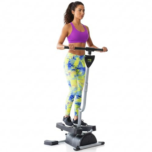 BONPLUS Stepper Twister, Pedaleador Step con Manillar, Entrenamiento Multifuncional, Cardio y Musculación, Máquina de Step, Niveles Ajustables, Doble Movimiento
