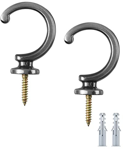DeSS 2 Pack Curtain Holdbacks Curtain Tiebacks Hooks Wall Mounted Curtain Hooks for Window Drapery/Clothes/Coat/Hat/Towel (Silver Black)