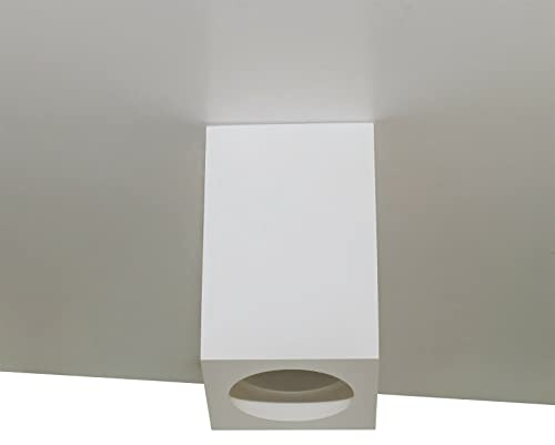 Partenopeautensili® Plafoniera moderna lampada Porta Faretto da soffitto in gesso verniciabile luce LED 60W per faretti GU10 tensione ingresso 230V (Senza Lampadina, Quadrato)