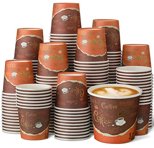 Funtery 200 Pieces Disposable Espresso Coffee Cups 3 oz Small Paper Cups for Coffee Tea Cocoa Juice Mini Paper Supplies for Cafes Offices and Home