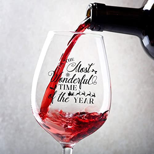 It's The Most Wonderful Time of The Year - Copa de vino de 11 onzas, juego de 2 copas de vino personalizadas para los amantes del vino, ideal para aniversario o boda