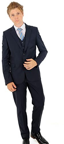 SIRRI Costume pour garçon, Coupe ajustée, pour Mariage, Bal de Promo, Ensemble 3 pièces, âge 13 années EU