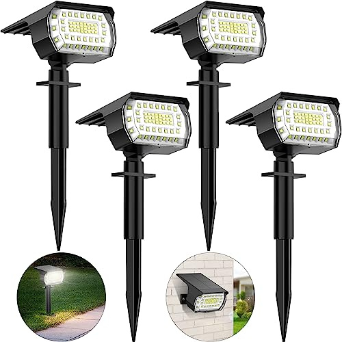 WELALO Faretti Solari a LED da Esterno, 4 Pezzi 57 LED Faretto da Esterno Solare 3 Modalità IP65 Impermeabile Lampioncini Solari da Giardino per Cortile, Vialetto, Alberi, Bianco Freddo