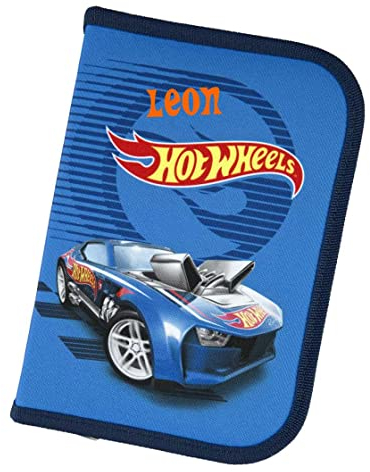 Undercover Gefüllte Hot Wheels Federmappe Jungen mit Name | Personalisierte Federtasche mit Inhalt Stiften Renn-Autos | Schüleretui Mäppchen Grundschule Schulanfang Kinder