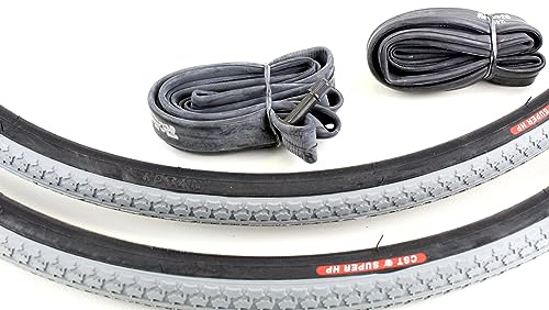 Rollstuhl-Reifen 24x1 Zoll, grau/schwarz, 2 Stück mit Schläuchen | Hochdruckreifen CST SUPER HP, ETRTO 25-540/541, grau/schwarz, Long Wear