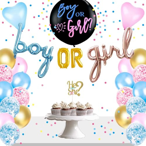 Gender Reveal Dekorationen, rosa und blaue Ballons, Junge oder Mädchen Geschlecht Reveal Neutrale Party Dekorationen Zubehör
