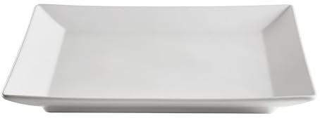 METRO Professional Platos llanos de cerámica de gres, 21x21 cm, cuadrados, blancos, juego de 6 unidades, aptos para microondas y lavavajillas, apilables