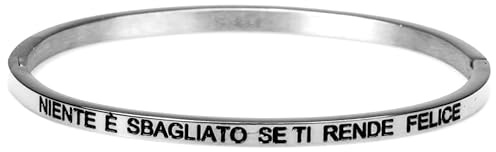 Flowers Bracciale Rigido in Acciaio Frasi Canzoni emozionanti Diametro 6cm x 5,2 cm. Chiusura Magnetica a Scomparsa. Idea Regalo (Niente è sbagliato)