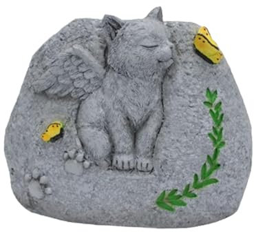 JISADER Pierre Commémorative pour Chat, Statue d'animal, Pot de Fleur, Pierre Tombale pour Animaux de Compagnie, pour Jardin Extérieur, Pelouse, Cour