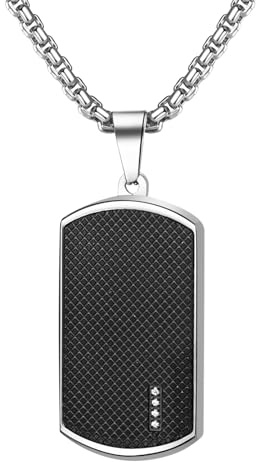JewelryWe Schmuck Herren Halskette 2 Militärischen Erkennungsmarken Armee Stil Dog Tag Anhänger mit 70cm Kette Silber Schwarz/Schwarz…