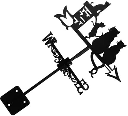 ROMISBABA Girouette Métal Décorative Animaux Chats Indicateur De Direction du Vent pour Jardin Et Extérieur Outil Pratique Et Élégant pour Toit Clôture Ou Poteau De Jardin
