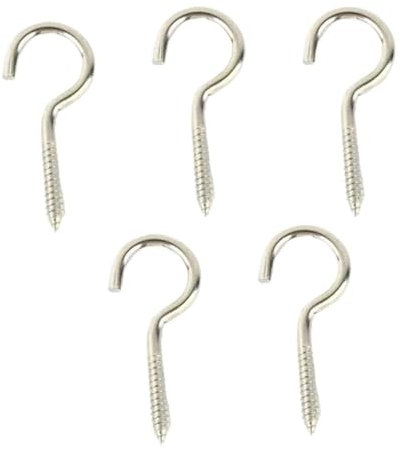 ZOAPDEBCE Vernickelt Metall-Deckenhaken, einschraubbare Ösenhaken, 5 Stück M3 M4 M5 selbstschneidende Schrauben Schaf-Ösenschraubenbolzen (geschlossener Haken, M3 x 40 mm)(Opening Hook,M5x65mm)