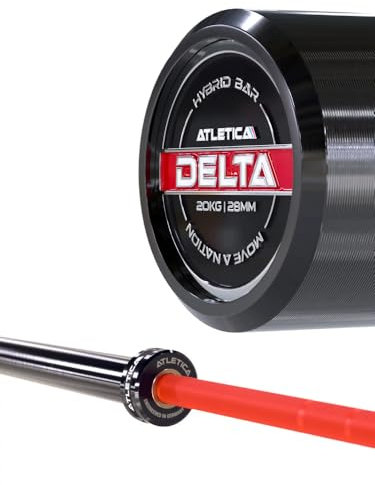 ATLETICA Langhantel I Delta I Electric Red I Hantelstange für Weightlifting, Powerlifting und Functional Training | 20kg | IPF- & IWF-Markierungen | 1000kg Belastbarkeit