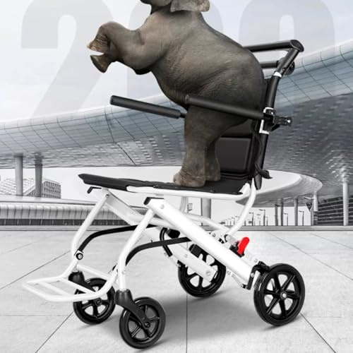gihusrzx Silla de ruedas plegable ligera con correa de seguridad ajustable, silla de viaje plegable portátil de diseño ergonómico para adultos y personas mayores A