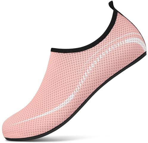 Badeschuh Damen Wasserschuhe Frauen Neoprenschuhe Strandschuhe Aquaschuhe Surfschuhe Schwimmschuhe Wassersportschuhe Barfuß Schuhe Leicht Hausschuhe. Rosa, 38 EU