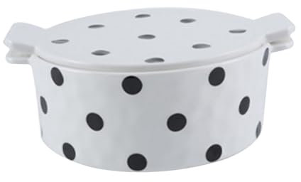 GRIRIW Pirofila in Ceramica Bianca con Coperchio e Doppie Maniglie, Resistente al Calore, per Dolci, Pasta e Cottura Quotidiana