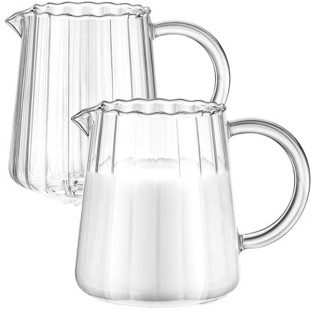 Elegant Glass Gravy Boat Set - 2 Pcs Small Creamer Pitcher with Spout Ideal for Coffee Tea Milk and Gravy Perfect for Family Gatherings and Entertaining