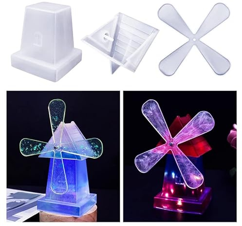 Silikonformen Gießformen Häuser, 3D Windmühle Silikonform Haus Gießform Kerzenhalter Gips zum Gießen Gießform Häuser Giessformen Silikon Häuser Silikonform Windmühle Epoxidharz Formen (A)