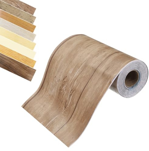 QUARKZMAN Holzoptik Klebeband, 12 cm x 10 m Selbstklebend Holzmaserung Reparaturband, Realistische Möbelkantenband, Wasserdicht, für Wand, Tür, Sockelleisten Böden, Möbel Braun/Grau