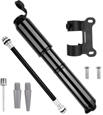 Noxtioanip Pompa per Bicicletta 120 PSI, Pompa Bicicletta Portatile Adatta per Schrader e Presta Valvola, Mini Pump Bici Portatile con Supporto per Telaio, per Strada, Touring e Mountain Bike