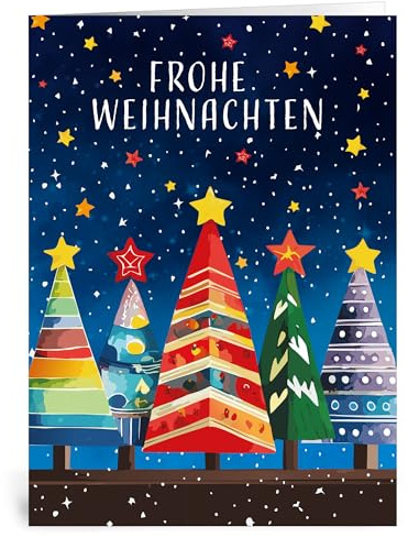 Weihnachtskarten mit Umschlag Set, Weihnachtswald, A6 | Christmas Cards, Karten Weihnachten; 10 Stück, kleines Format, Klappkarten; weihnachtliche Motive
