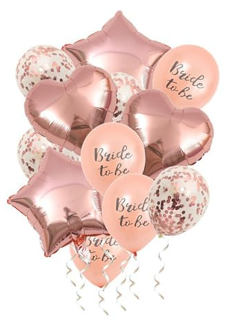Gleemix Bride to be Luftballons Rosegold Set, JGA Herz und Stern Folienballon,Konfetti Latexballons, Helium Luftballons Hochzeit für Geburtstag, Heiraten Dekoration, Jahrestag, Junggesellinnenabschied