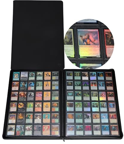 Grin Owl 36‑Pocket Ringless Trading Card Binder – Holds 2304 Cards, Side‑Loading Black Pages, Zipper Collection Album for TCG & Sports Cards
