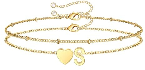 SLOONG Armband Damen Gold, Geschenk Mädchen 5 6 7 8 9 10 11 Jahre | Armband mit Buchstaben Wasserfester Armbänder Damen Personalisierte Armkette Geburtstagsgeschenk für Frauen Mädchen Kinder