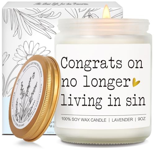 Unique Wedding Candle Gift for Newlyweds, No Longer Living in Sin Candle, Engagement Candles Gifts for Couples Newly Engaged, Funny Bride and Groom Candles Gifts, His and Hers Wedding Gift-8