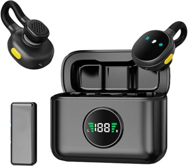 SUNGOOYUE Micrófono Wireless Lavalier, Reducción de Ruido de 2.4G ENC 50 Metros de Magnético en el Micrófono con Estuche de Carga para Teléfonos Móviles Transmisión de Vlog de