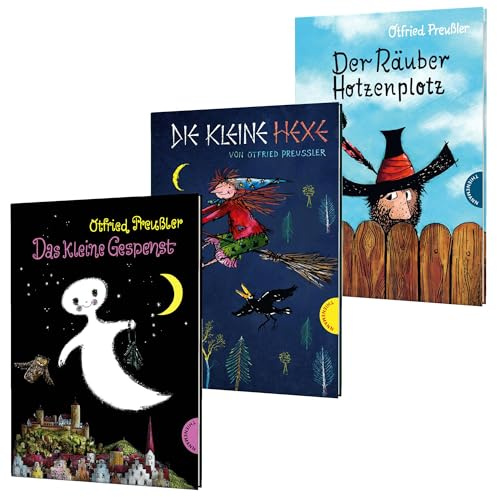 Otfried Preußler Kinderbuch Set – Die kleine Hexe, Das kleine Gespenst & Der Räuber Hotzenplotz – 3 Klassiker ab 6 Jahre - Gebundene Ausgabe bunt illustriert + exklusives Design-Lesezeichen