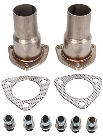 Tissting Riduttore Collettore di Scarico Flangia 3 Bulloni, Kit Adattatore Tubo 63,5 mm a 50,8 mm per Collegamenti di Scarico Autoveicoli, Materiale Acciaio Robusto, Tenuta