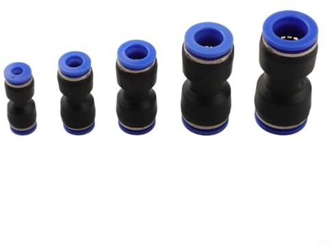 Pumixiy PU Plastic Hose Connectors 50pcs for 4/6/8/10/12 mm and 5/32/1/4/5/16/3/8/1/2 OD Pipes, Straight Push Connectors with High Pressure Resistance,