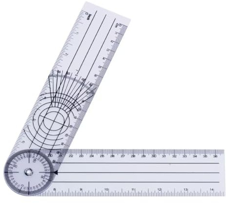 Winkelmesser, winkel, PVC Goniometer Physiotherapie, Transparente 360° Drehung Protraktor Physiotherapie, 21.4cm Medizinischer Winkelmesser