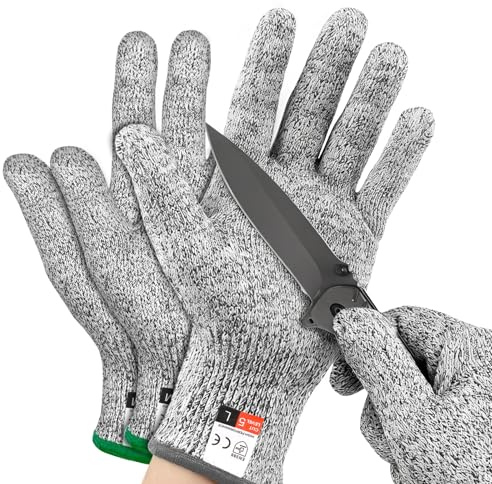 Mkobon 2 Pairs Cut Resistant Gloves Level 5 Protection, Food Grade Cut Resistant Gloves, Safety Anti-Cutting Glove for Cooking Meat, Oyster Shucking, Mandolin, Chefs